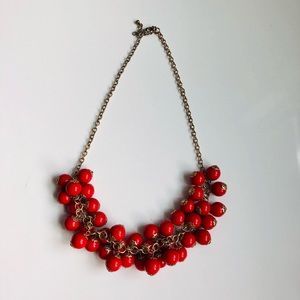 Red bubble statement necklace
